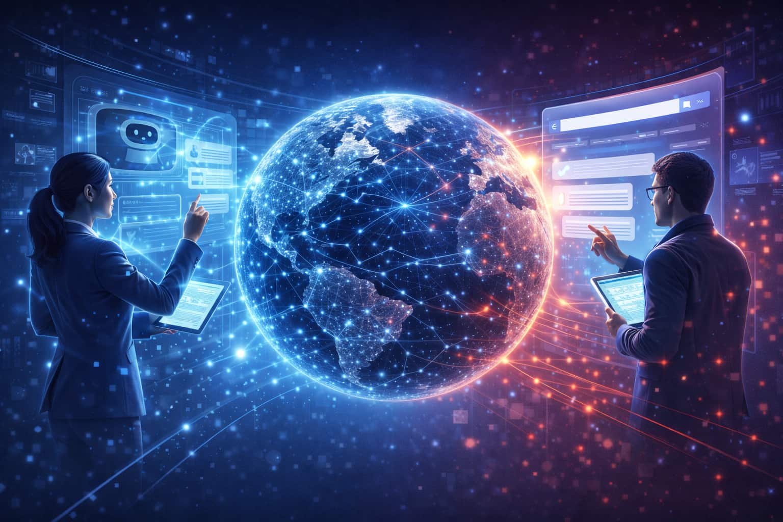 Futuristic illustration showing how AI is reshaping global web discovery and information access