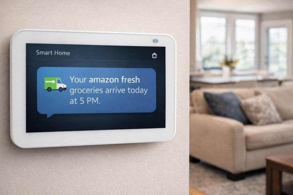 Smartphone notification showing scheduled same-day grocery delivery