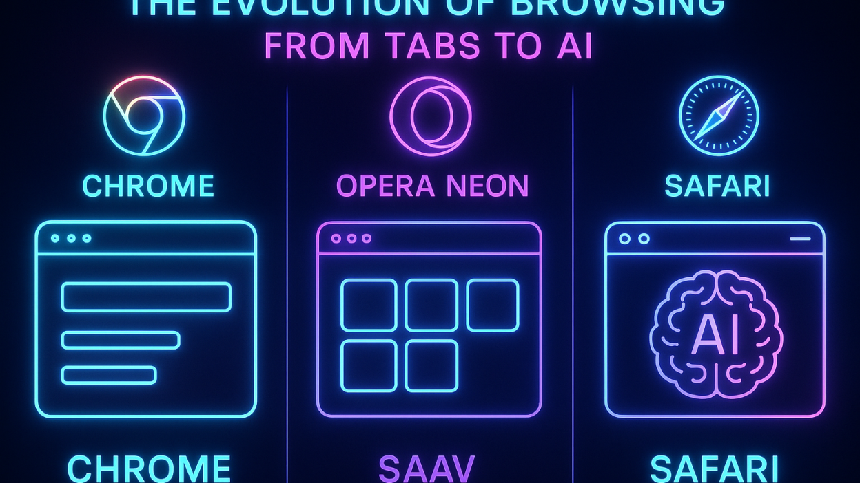 Opera Neon browser interface with AI-powered dashboard.