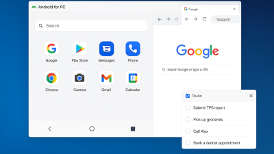 Android for PC in action, showing multitasking capabilities.