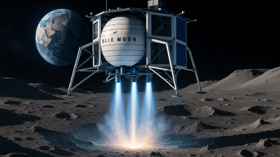 Blue Origin’s Blue Moon lander approaches the lunar south pole.