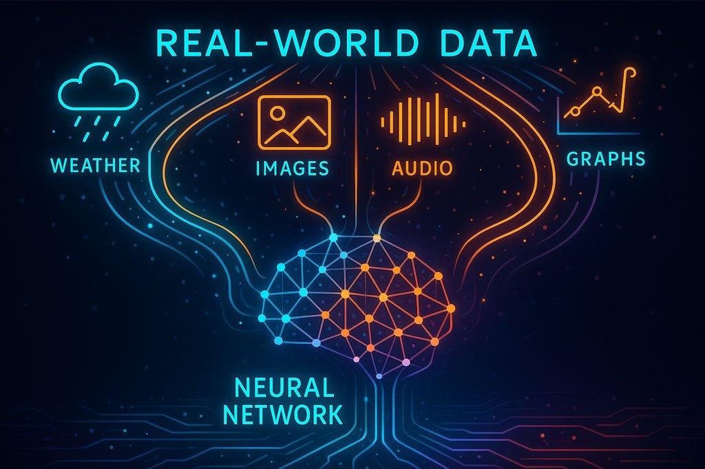 Real-world data fueling AI models.