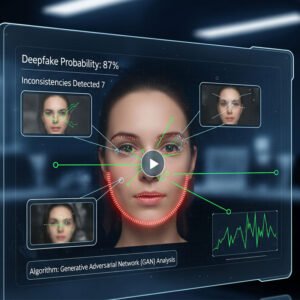 Deepfake detection algorithms identifying video manipulation.