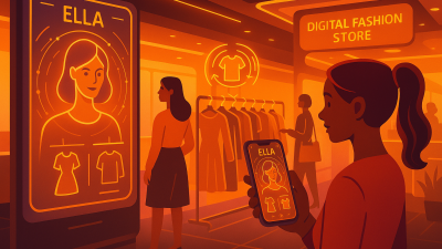 AI stylist tool assisting customers with personalized fashion choices in a modern retail setting