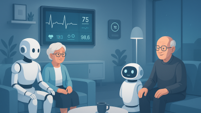 Elder care robots offering companionship and health monitoring in a smart home.