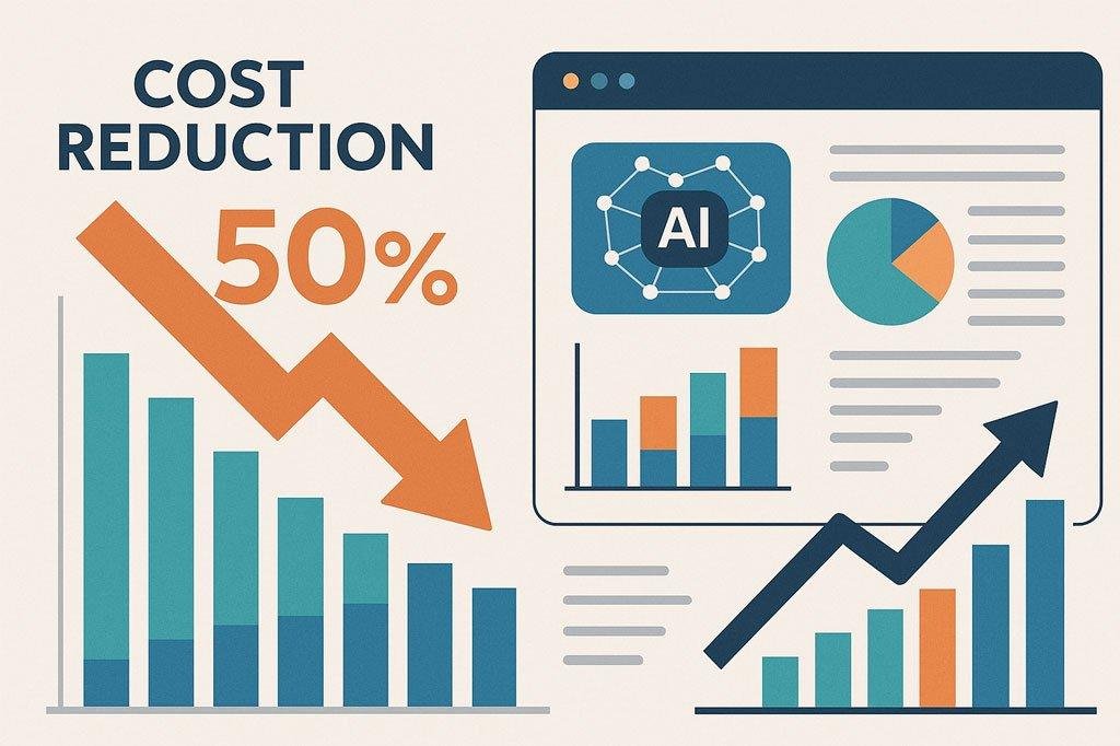 Futuristic visualization of sparse attention AI model reducing API costs by 50%.