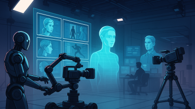 Illustration of generative AI tools aiding film production in a modern studio.