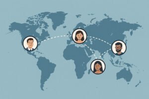 Global remote workforce collaboration.