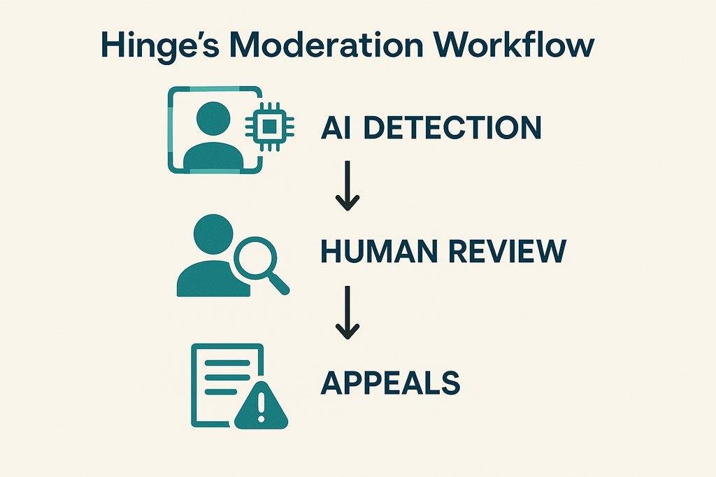 Hinge’s new moderation system combines AI with human review for fair account bans.