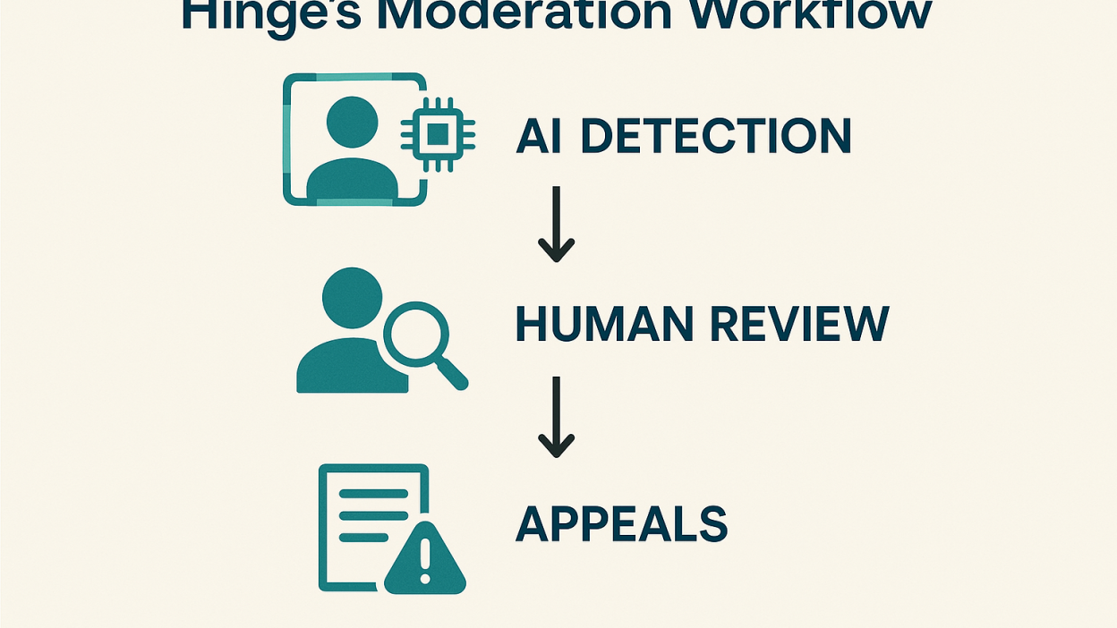 Hinge’s new moderation system combines AI with human review for fair account bans.