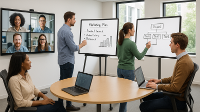 Hybrid office technology with collaboration tools.