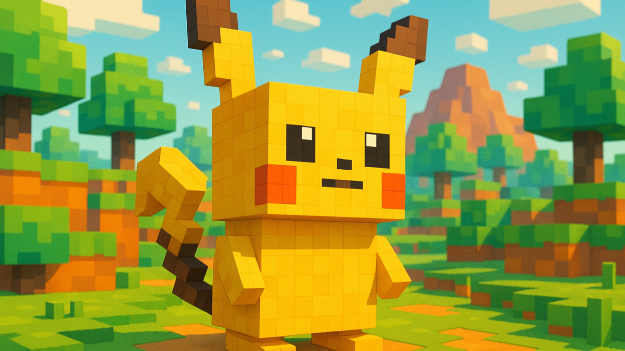 The next Pokémon sports a bold, blocky design reminiscent of Minecraft.