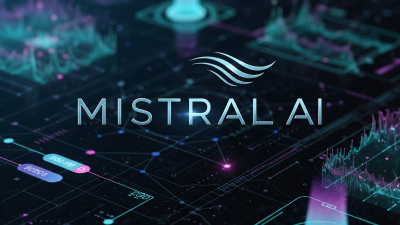 Mistral AI logo with advanced AI interface.