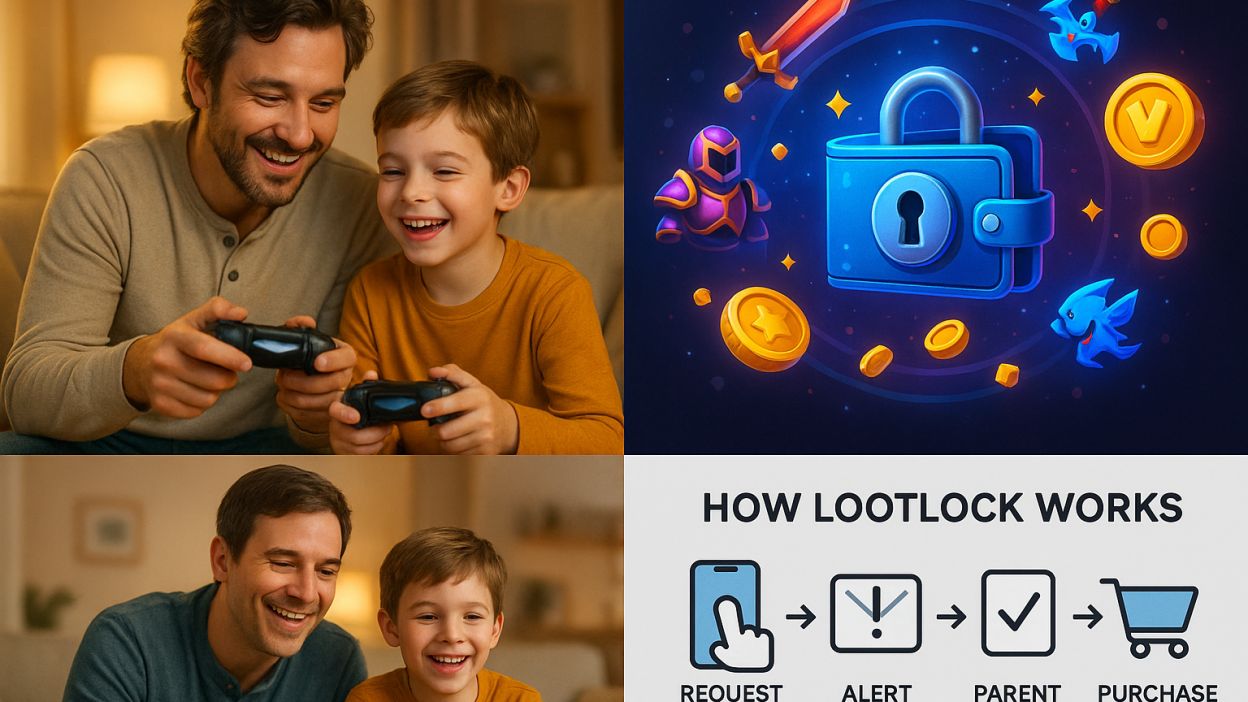 Parents and kids enjoying safe gaming time with Lootlock.