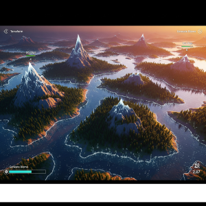 Real-time world generation creating diverse landscapes in a virtual game environment.