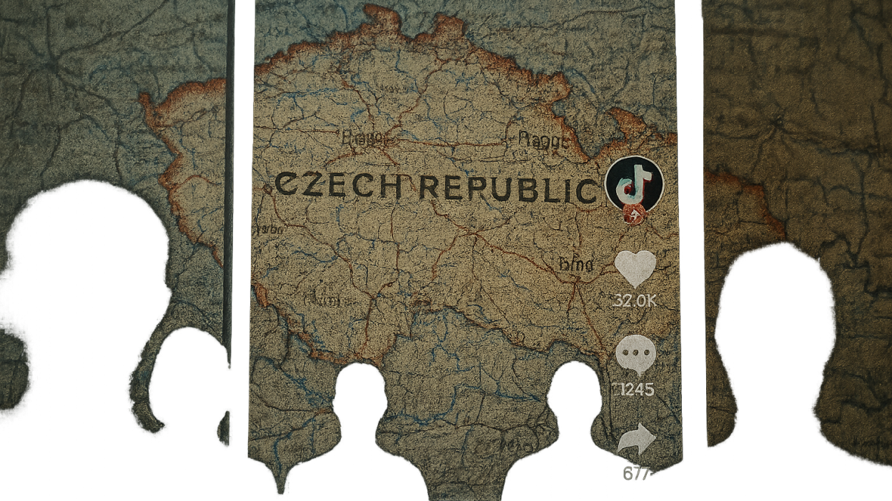 TikTok interface showing anonymous avatars with Czech Republic map in background