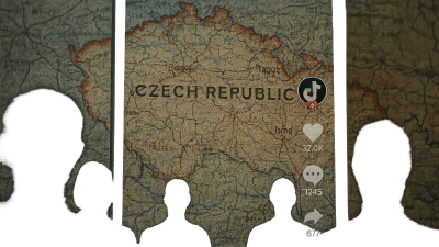 TikTok interface showing anonymous avatars with Czech Republic map in background