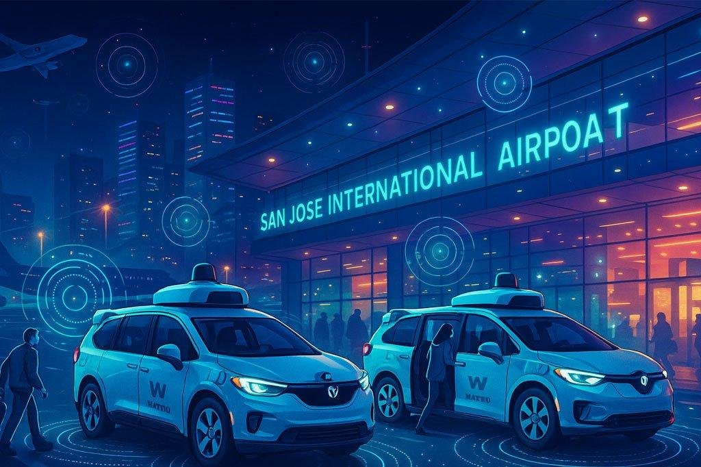 Waymo robotaxis serving passengers at San Jose Airport