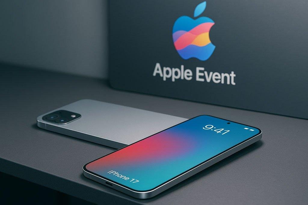 Ultra-thin iPhone 17 concept on a desk with Apple branding, showcasing advanced features and sleek design.