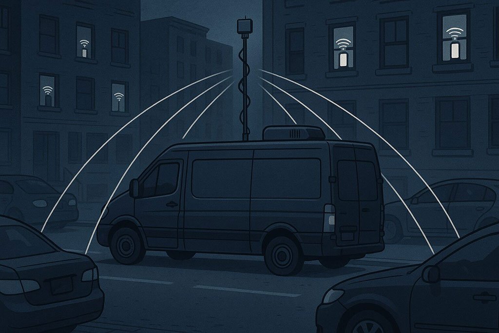 When the Law Drives Surveillance: ICE Vans with Fake Cell Towers Exposed
