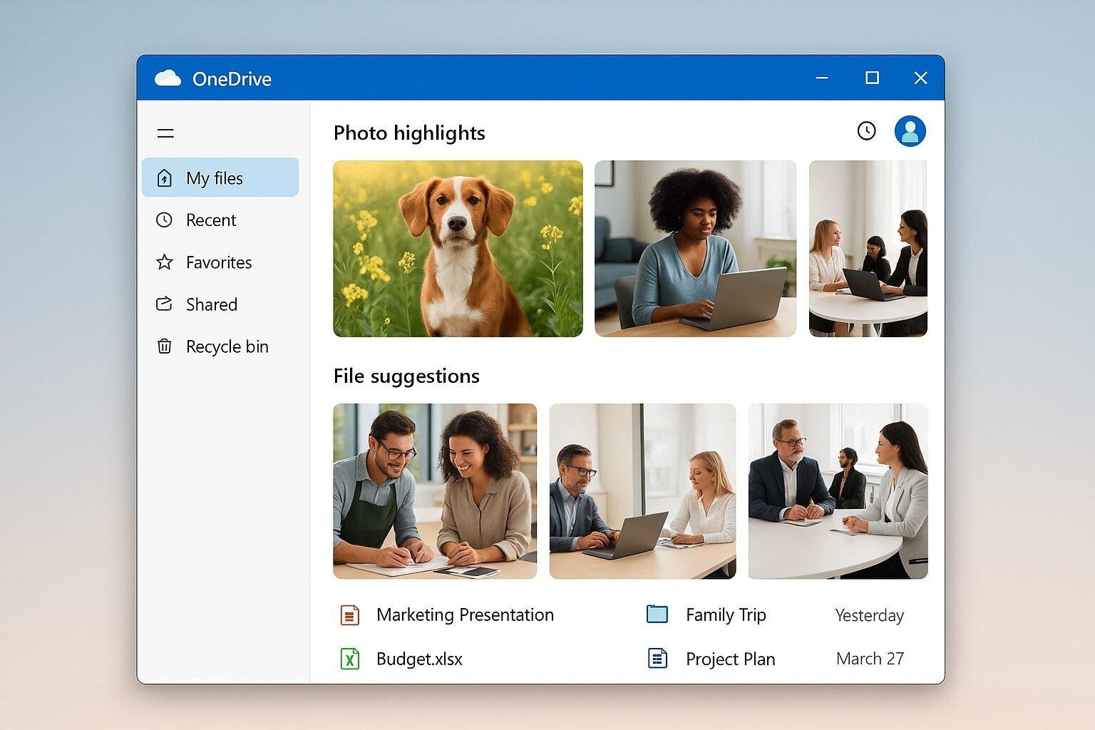 Smarter file and photo management with AI-powered suggestions and highlights.