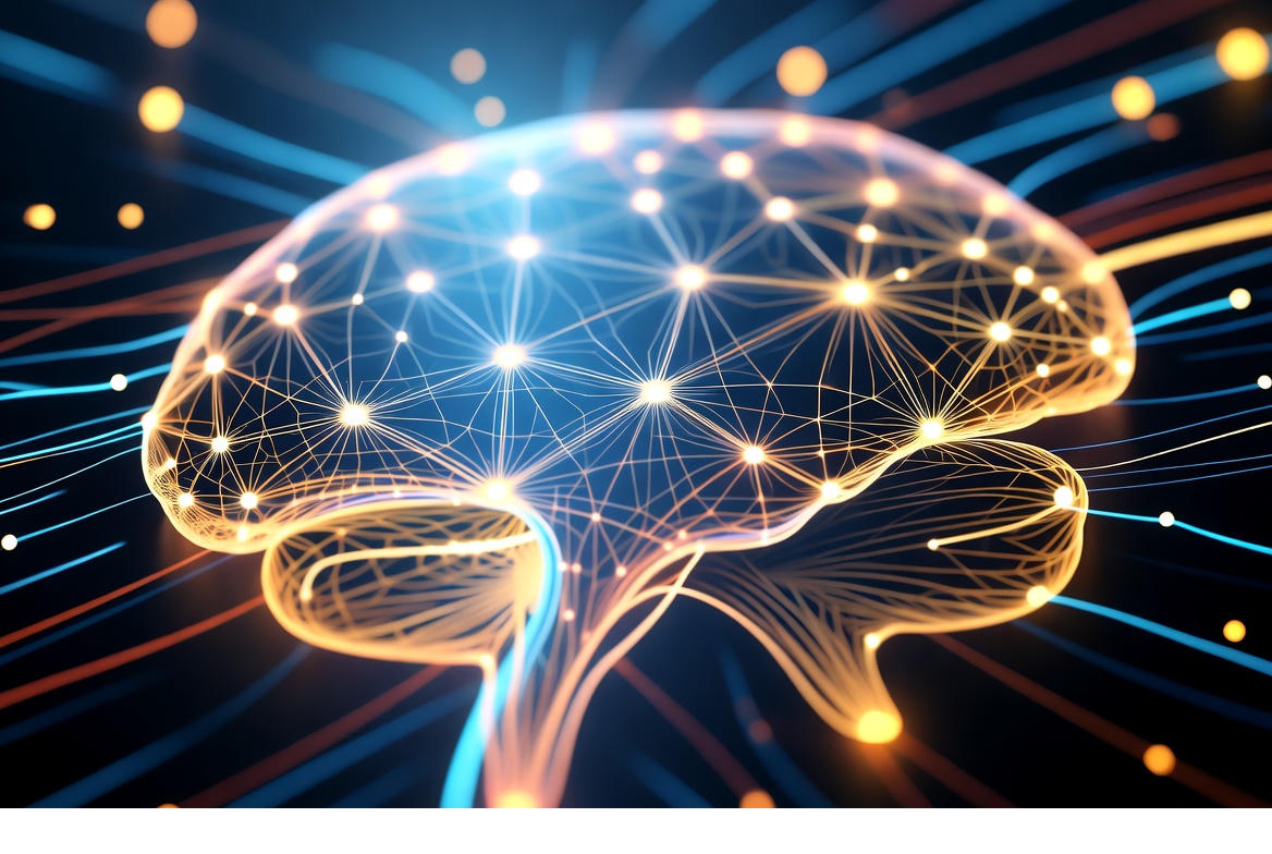A digital brain interlaced with circuits and glowing pathways, symbolizing persistent memory for artificial intelligence.