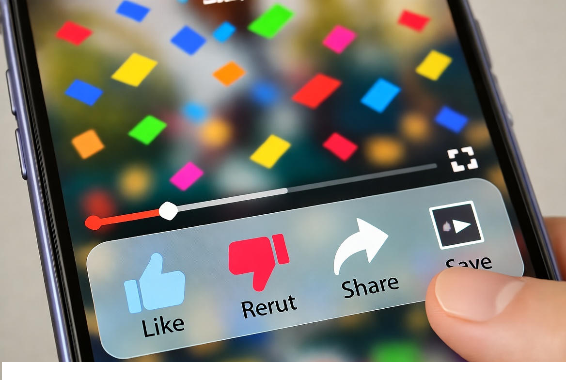 User tapping YouTube’s Like button triggering celebratory animation effects.