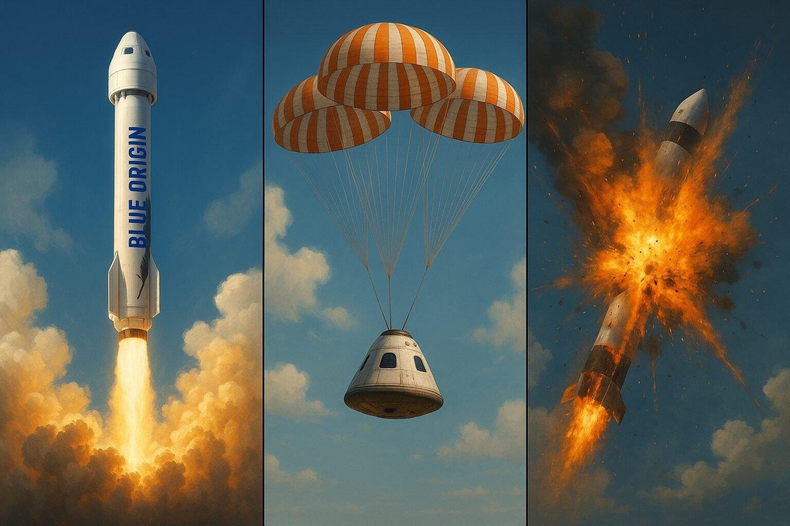 New Glenn Launch, Chinese Astronauts Return, Atlas Rocket Explosion