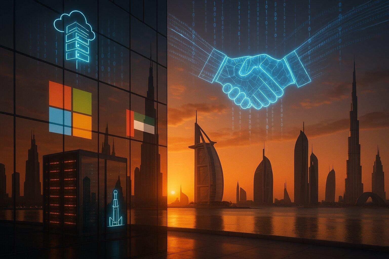Microsoft data center in the UAE symbolizing AI-driven diplomacy between the U.S. and the Gulf region.