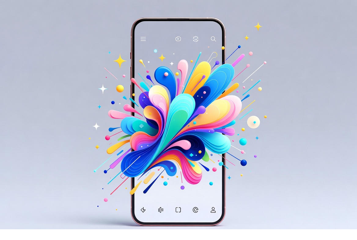 An user combining a photo, a doodle of a creature, and a text prompt to generate a colorful, AI-powered digital artwork. Bright, imaginative, playful style.