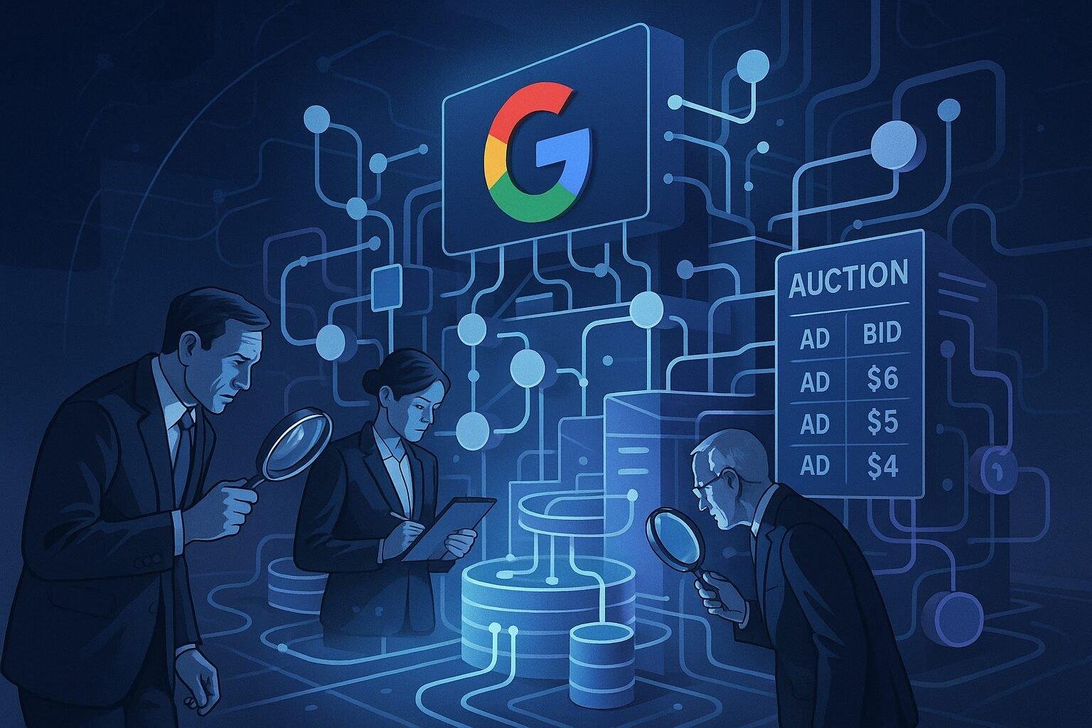 A symbolic illustration showing the fragmentation of a giant tech infrastructure.