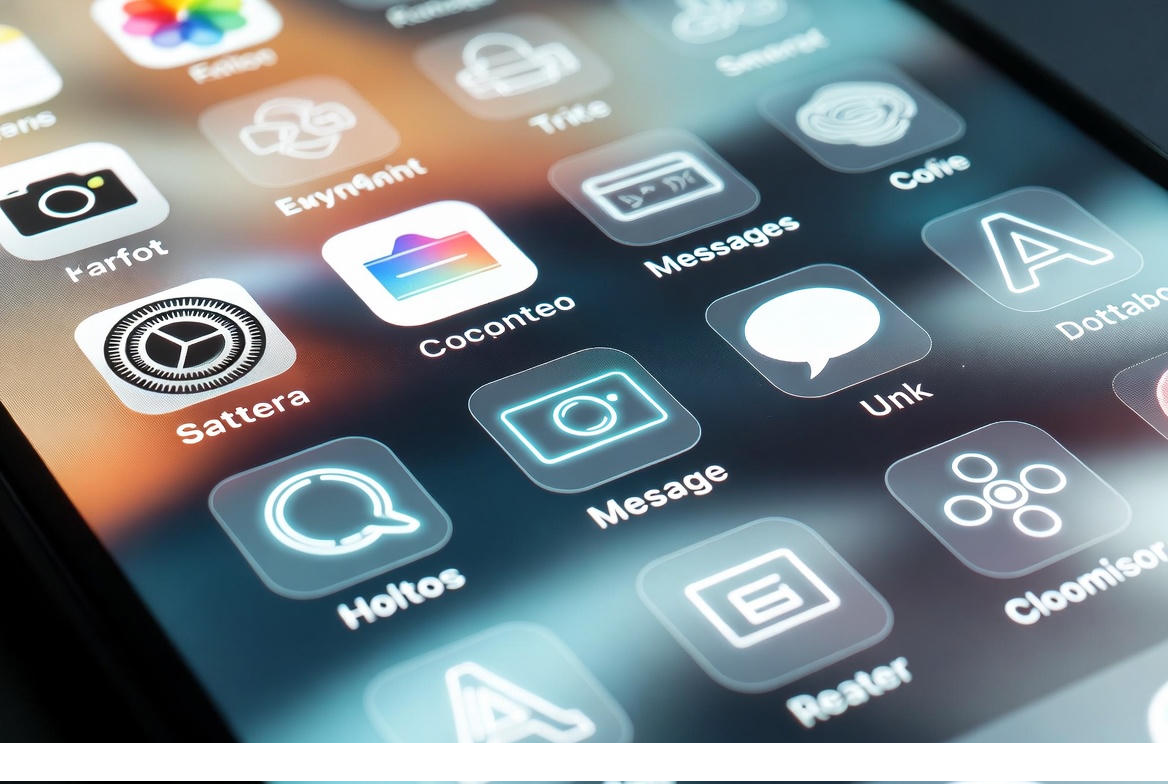 Visual of iPhone with illuminated app icons representing AI-powered applications leading Apple’s top rankings list.