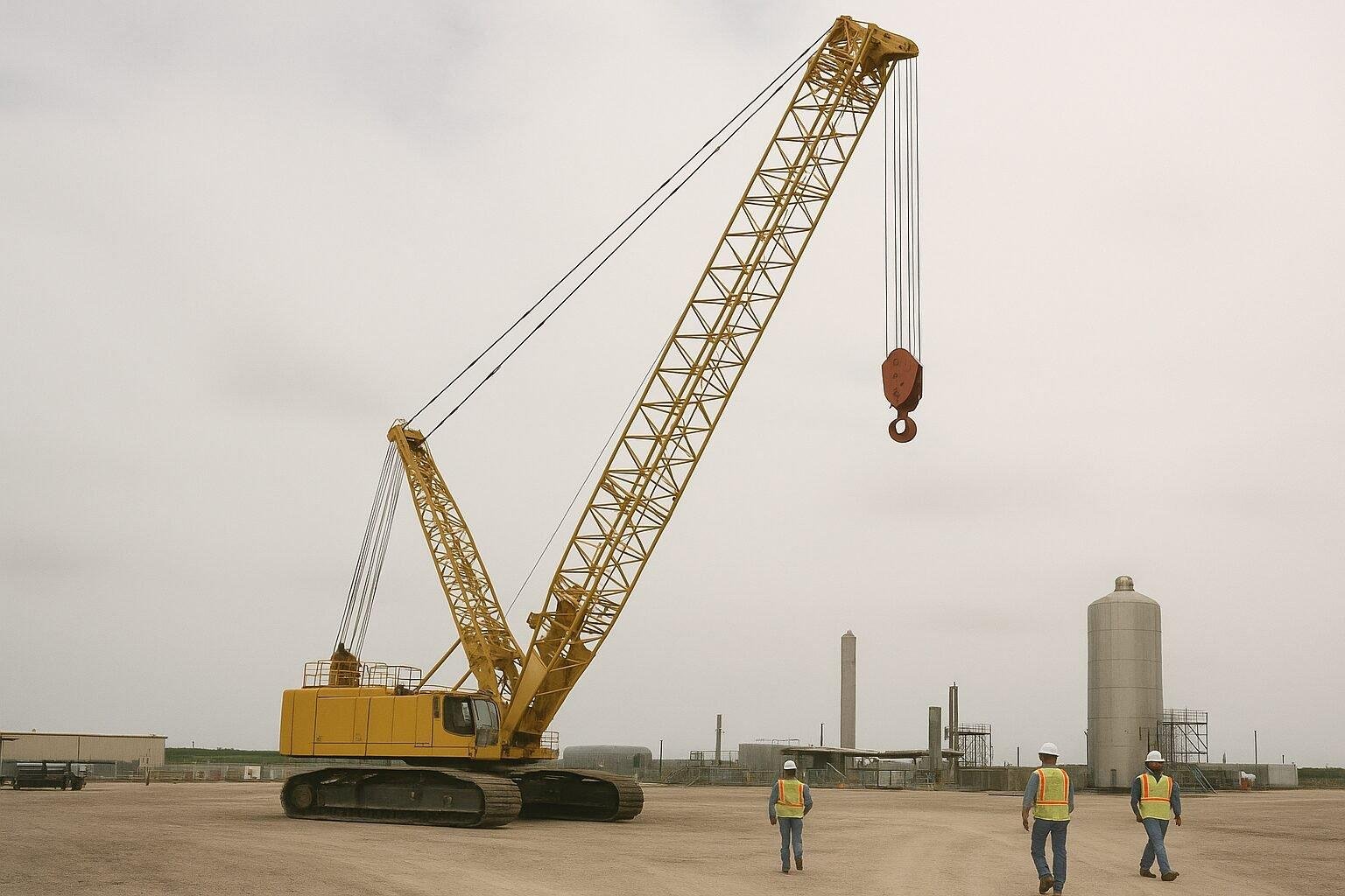 Illustration of crane operations at SpaceX’s Starbase facility during OSHA review.
