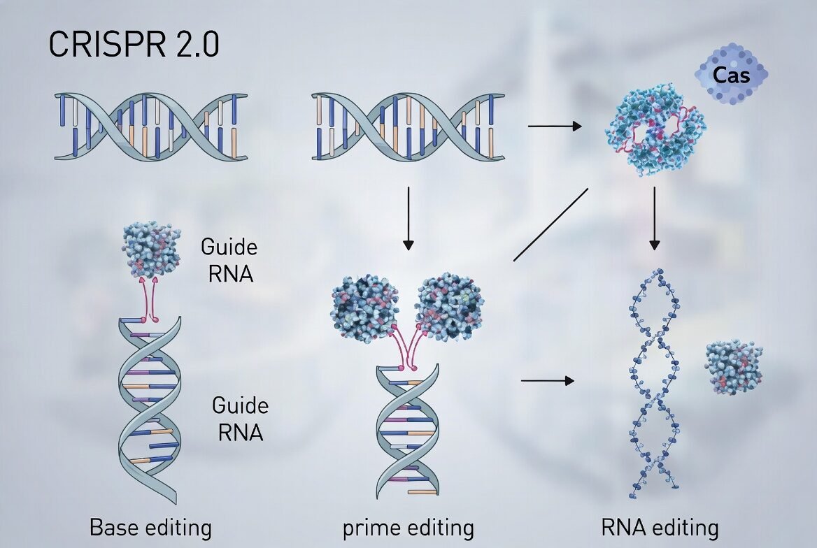 Illustration showing advanced CRISPR techniques beyond DNA cutting