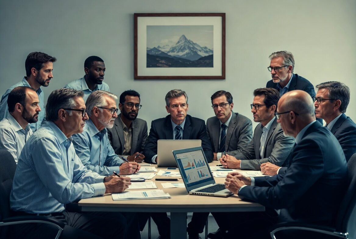 Startup founders negotiating valuation reset with investors