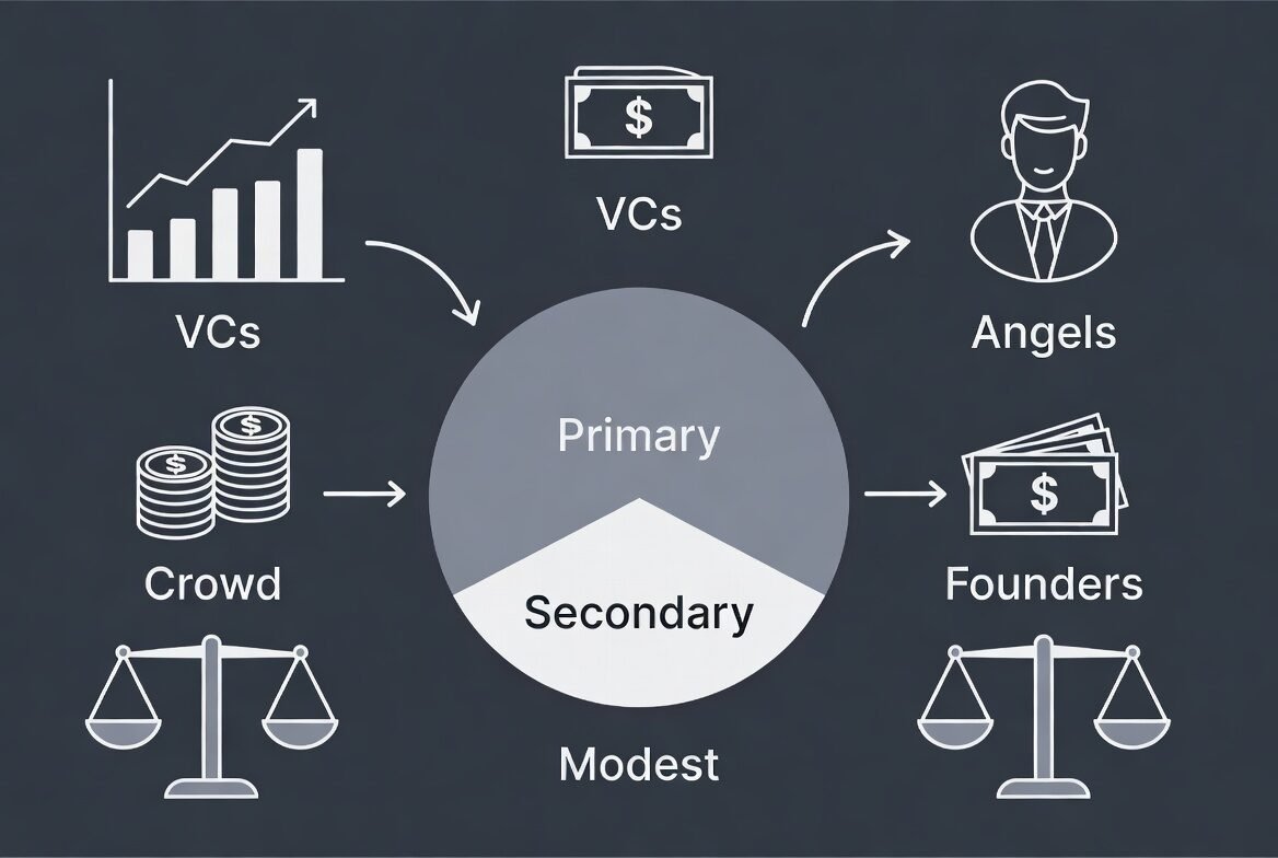 Founder participating in a secondary share sale during fundraising