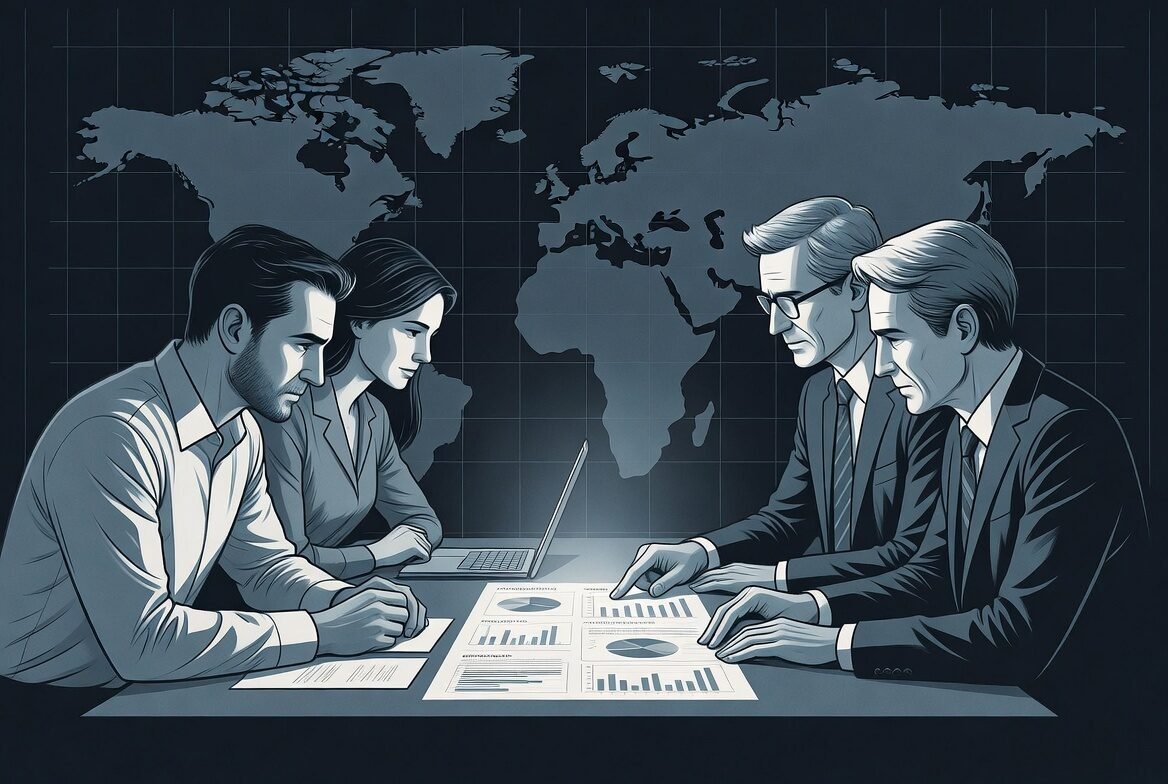 Startup founders undergoing rigorous investor due diligence