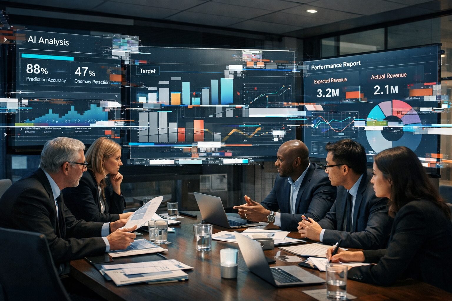 Illustration showing the gap between AI strategy pitches and real-world enterprise execution.