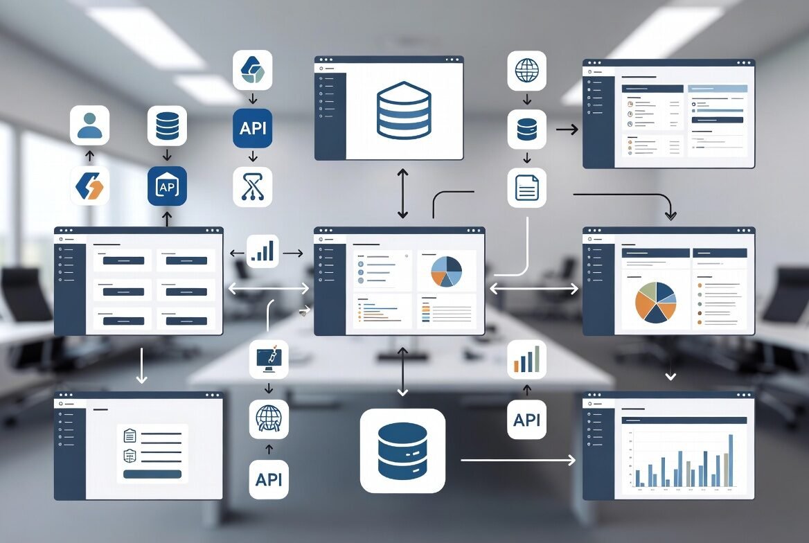Illustration of a modular enterprise technology stack built from independent components