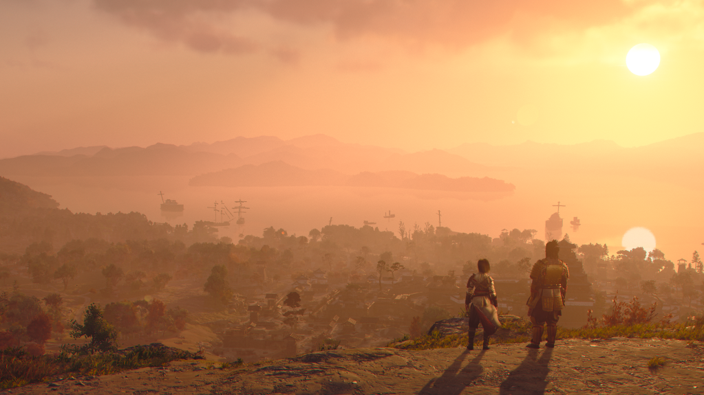 Assassin's Creed Shadows gameplay screenshot showing a character in a stealthy pose.