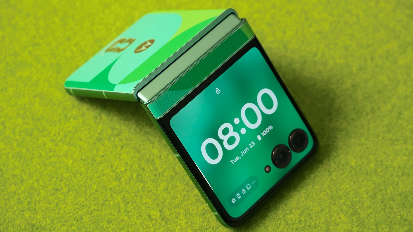 Close-up of the Razr FIFA World Cup 26 Edition phone showcasing unique design elements.