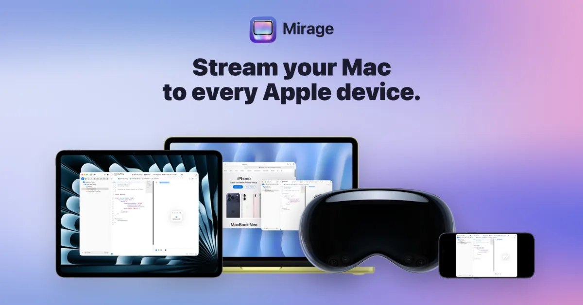 Mirage app showing Mac screen on iPad with Retina quality