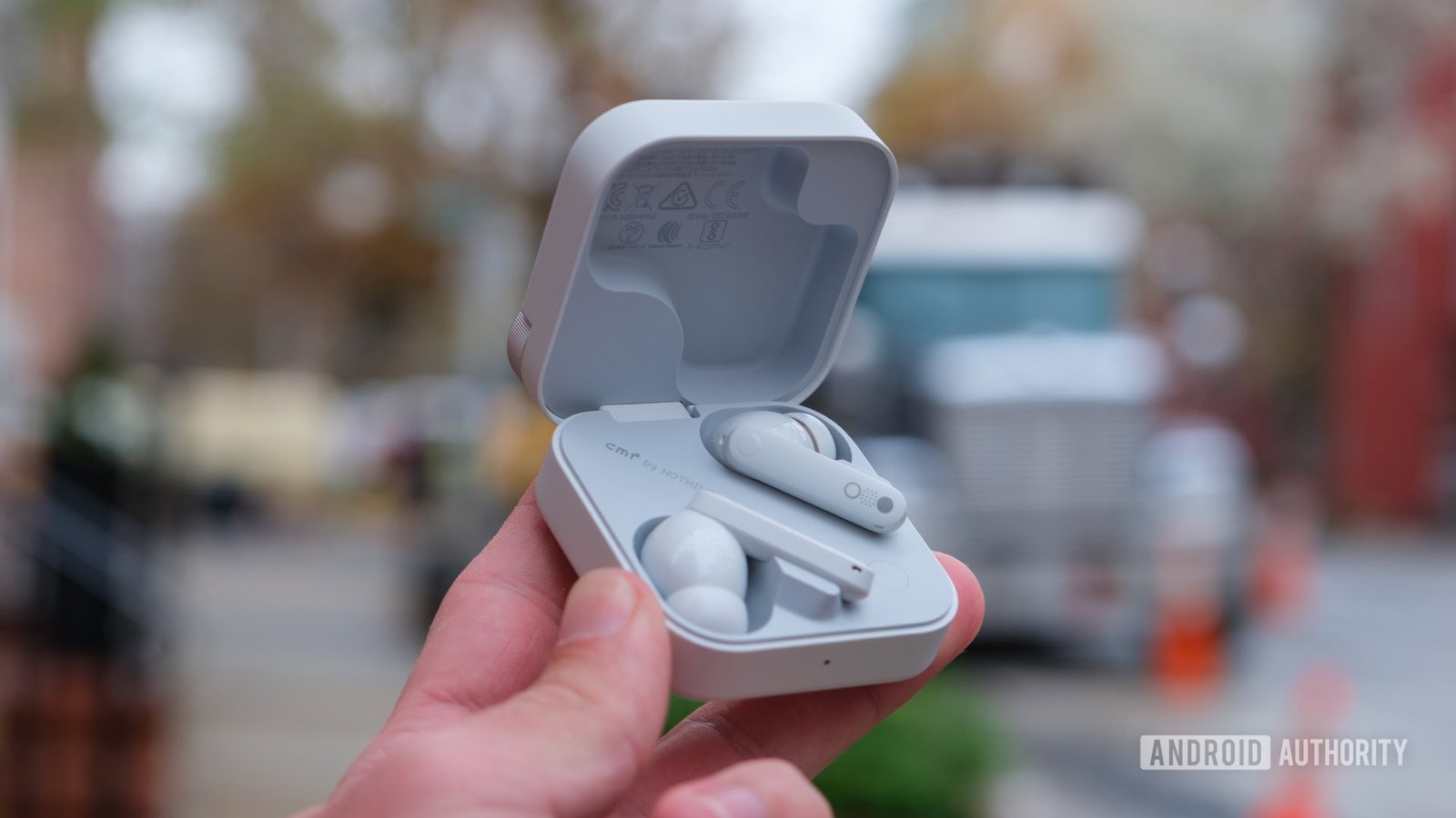 CMF Buds Pro 2 earbuds on a clean white background, showcasing their design.