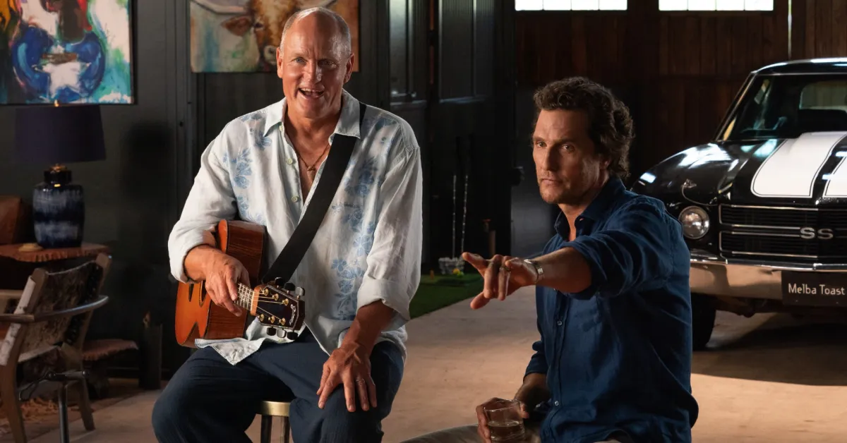 Matthew McConaughey and Woody Harrelson in a scene from 'Brothers' on Apple TV+