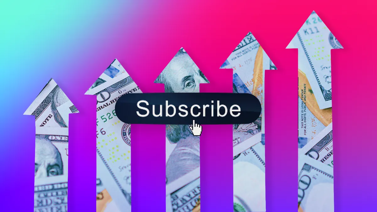 Infographic showing the average amount of money US adults waste annually on unused subscriptions due to subscription creep.