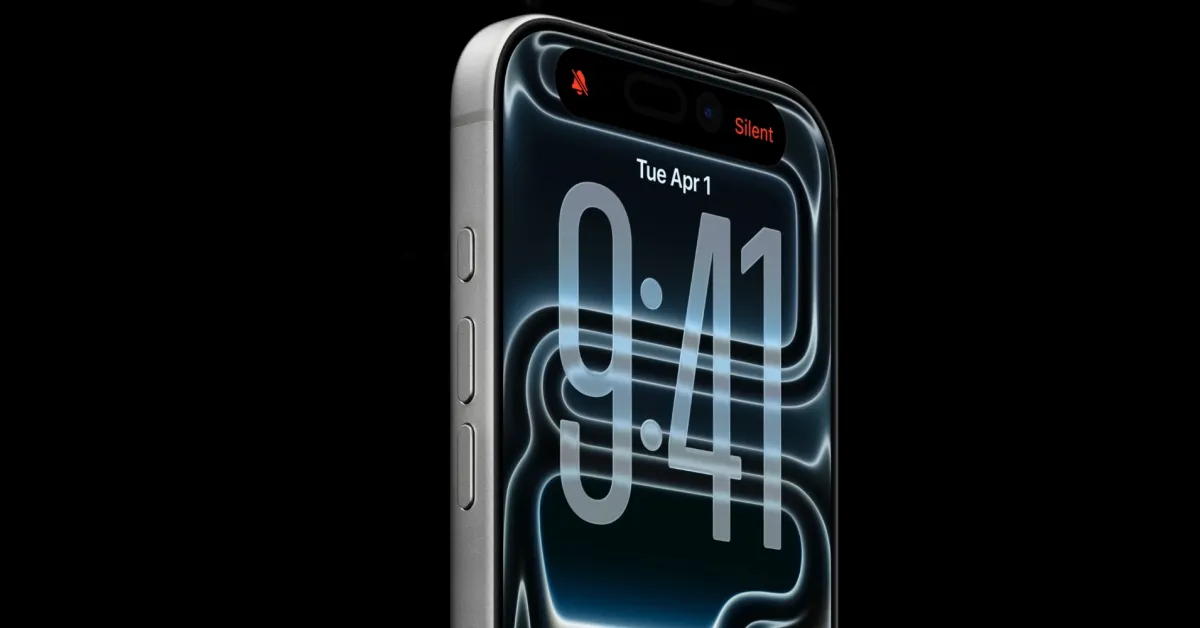 iPhone 18 Pro front view with a sleek design and glowing screen.