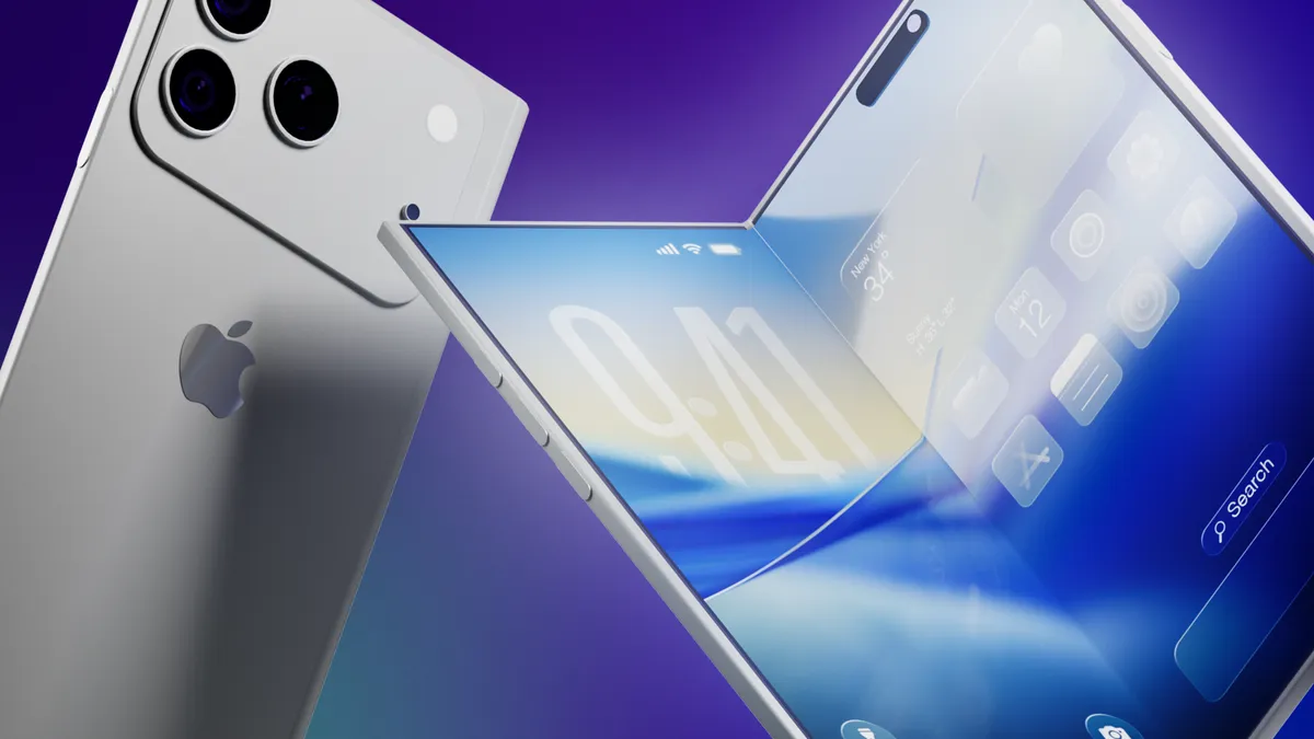 Conceptual image of Apple's foldable iPhone 2026, showcasing a sleek, modern design with a large, unfolded display.