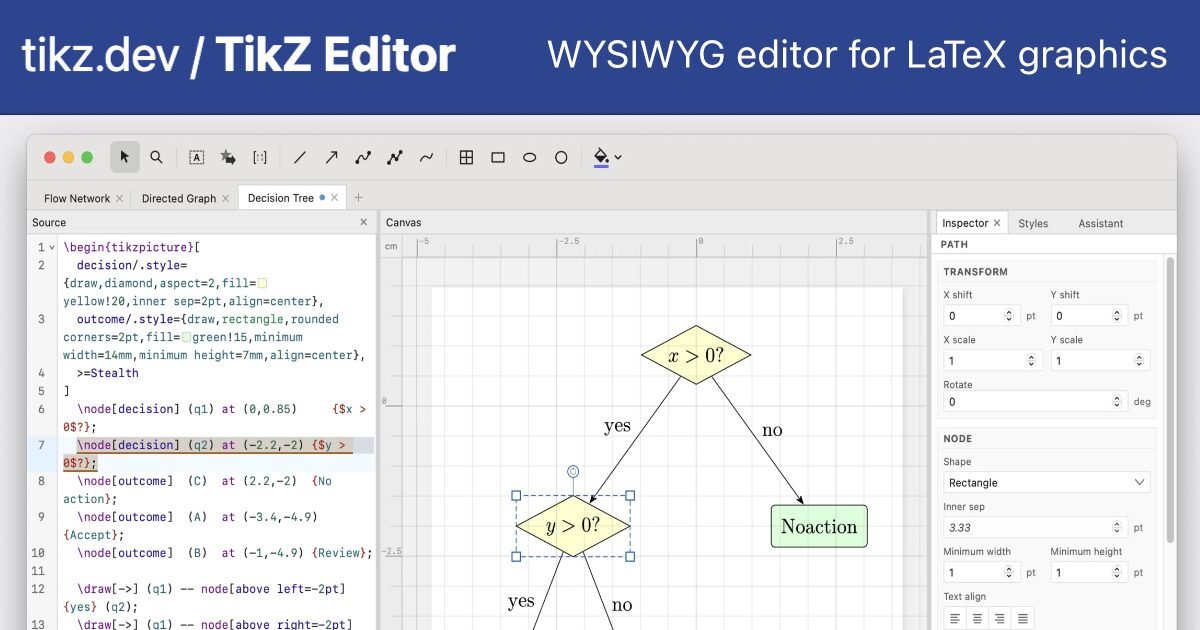 Screenshot of the AI-built WYSIWYG TikZ editor, showcasing a user-friendly interface for creating complex diagrams.