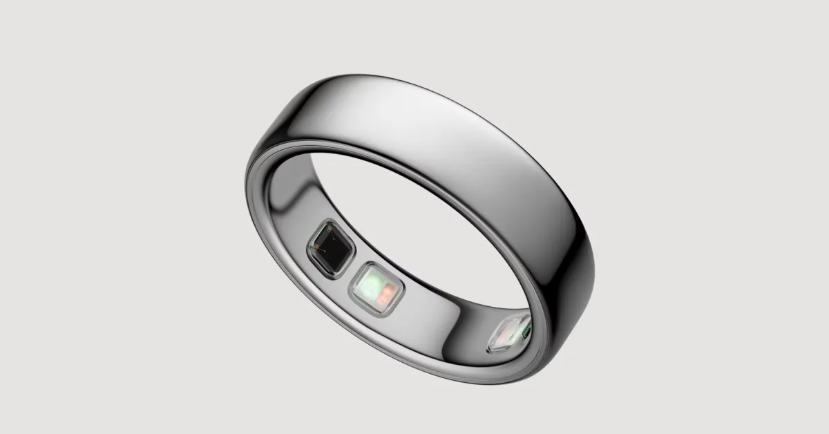 Conceptual image of the Apple iRing, a smart ring with a sleek design, possibly displaying notifications or health data.