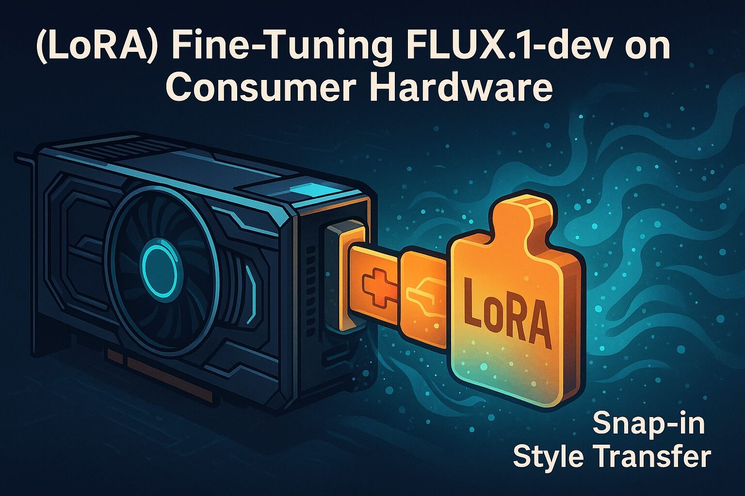 Diagram illustrating the LoRA fine-tuning process for FLUX.1-dev on a consumer GPU.
